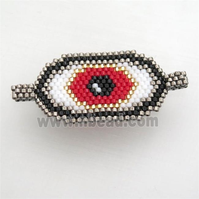 Handcraft eye connector with seed glass beads