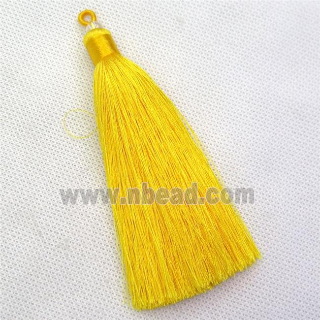 yellow nylon wire tassel pendants, silken, A grade