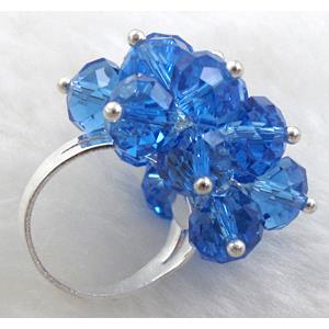 handcraft Crystal glass ring, blue