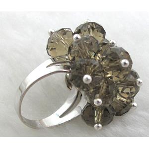 handcraft Crystal glass ring, smoky