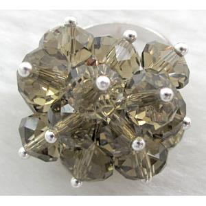 handcraft Crystal glass ring, smoky