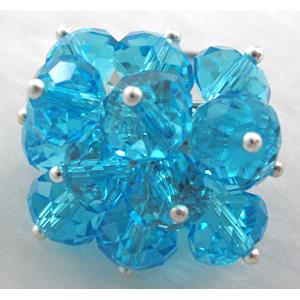 handcraft Crystal glass ring, aqua