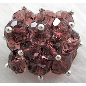 handcraft Crystal glass ring, purple