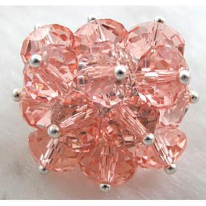 handcraft Crystal glass ring, rose-pink