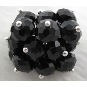 handcraft Crystal glass ring, black