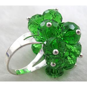 handcraft Crystal glass ring, green
