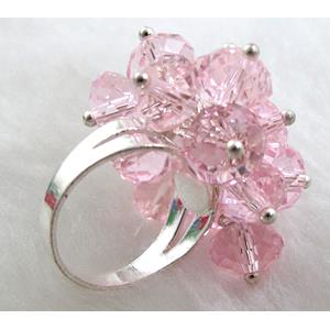 handcraft Crystal glass ring, pink