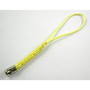Mobile phone rope, Yellow, String hanger with ends tube