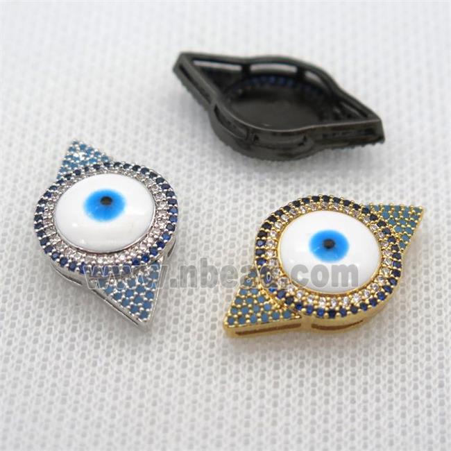copper beads paved zircon with evil eye, mix color