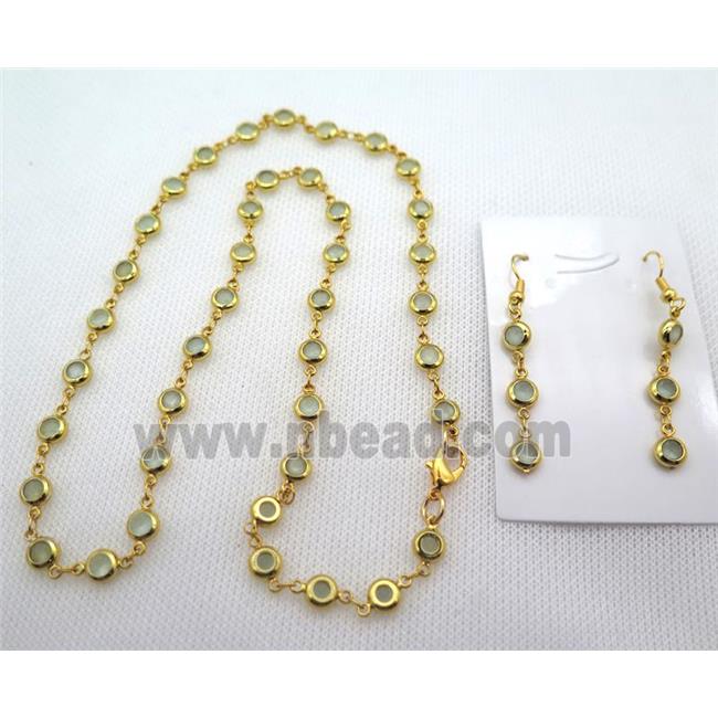 copper Jewelry Sets with zircon, gold plated