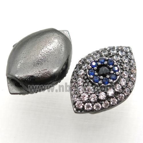 copper eye beads paved zircon, black plated