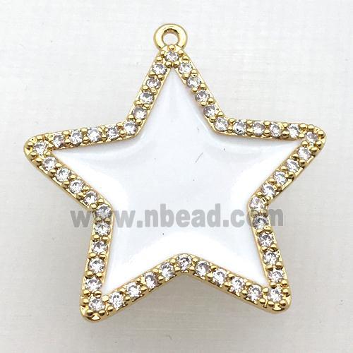 copper star pendant pave zircon with white Enameling, gold plated