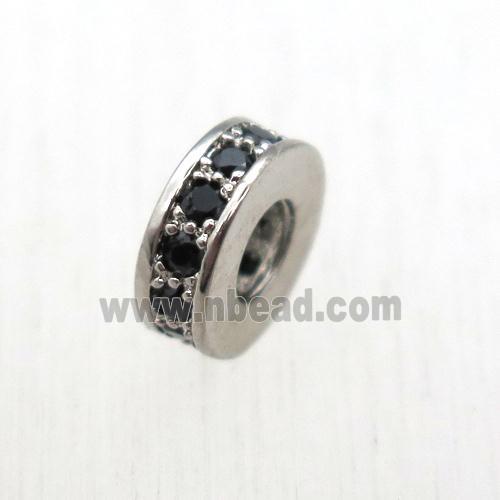 copper heishi beads pave zircon, platinum plated