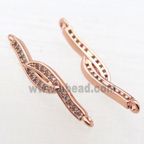 copper connector pave zircon, rose gold