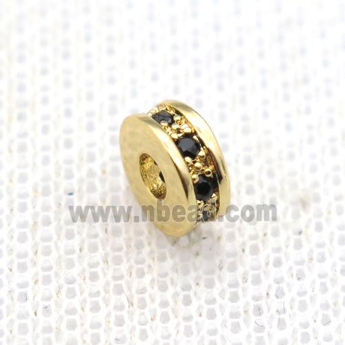 copper heishi spacer beads paved zircon, gold plated
