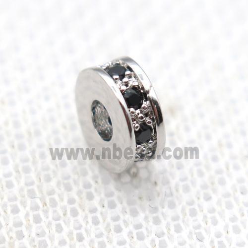 copper heishi beads paved zircon, platinum plated