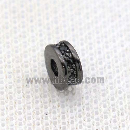 copper heishi beads paved zircon, black plated
