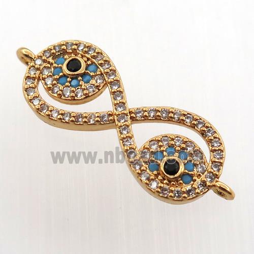 copper infinity connector paved zircon, gold plated