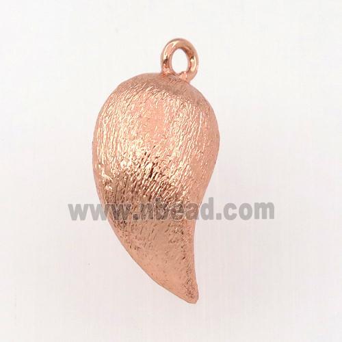 copper comma pendant, brushed, rose gold