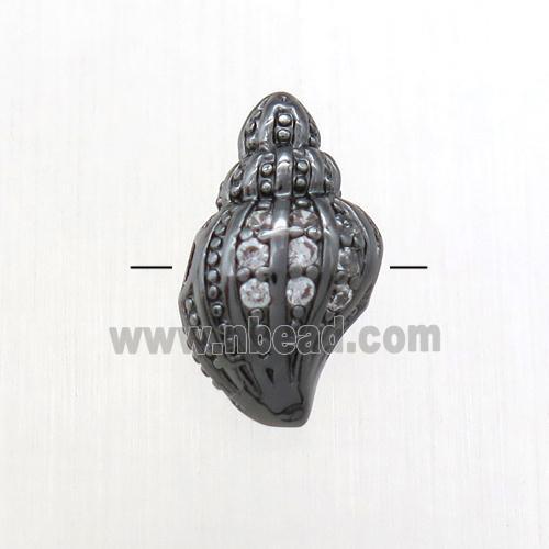 copper shell beads paved zircon, black plated