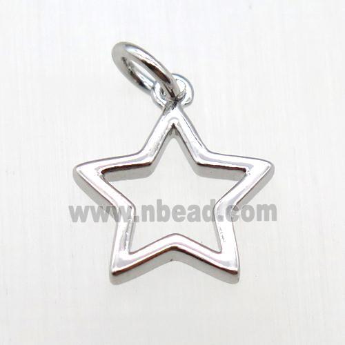 copper star pendant, platinum plated