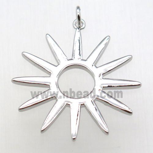 copper sun pendant, platinum plated