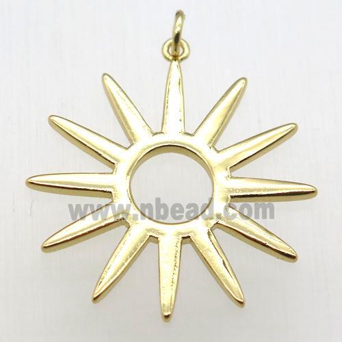 copper sun pendant, gold plated