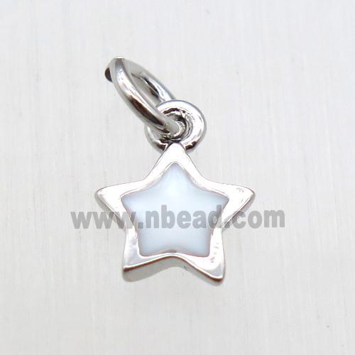copper star pendant, enameling, platinum plated