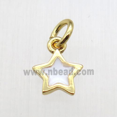 copper star pendant, enameling, gold plated