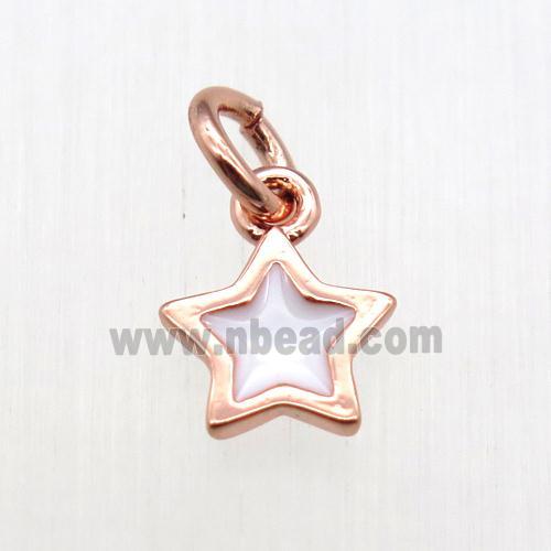 copper star pendant, enameling, rose gold