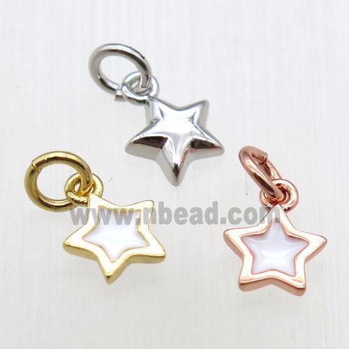 copper star pendant, enameling, mixed color