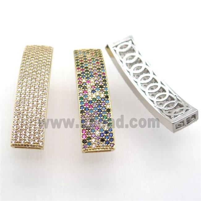 copper rectangle beads paved zircon, mixed color