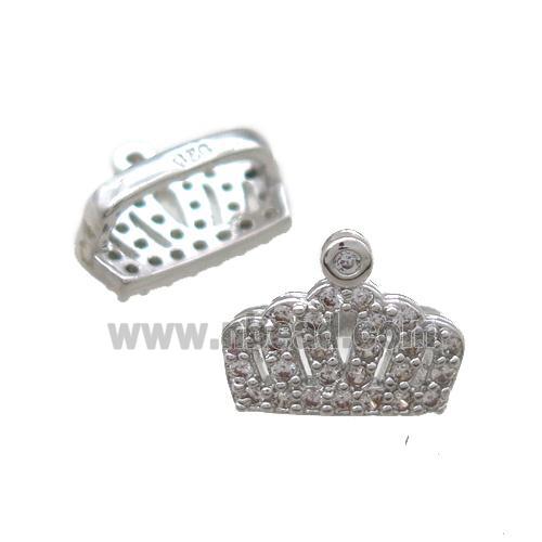 copper crown beads paved zircon, platinum plated