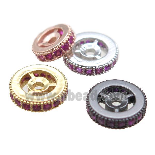 copper spacer beads paved zircon, heishi, mixed color
