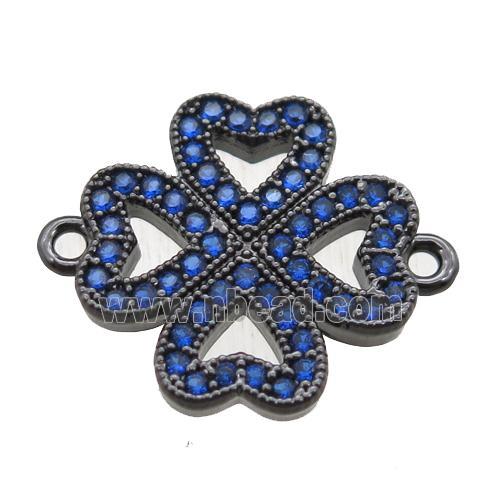 copper clover connector paved zircon, black plated