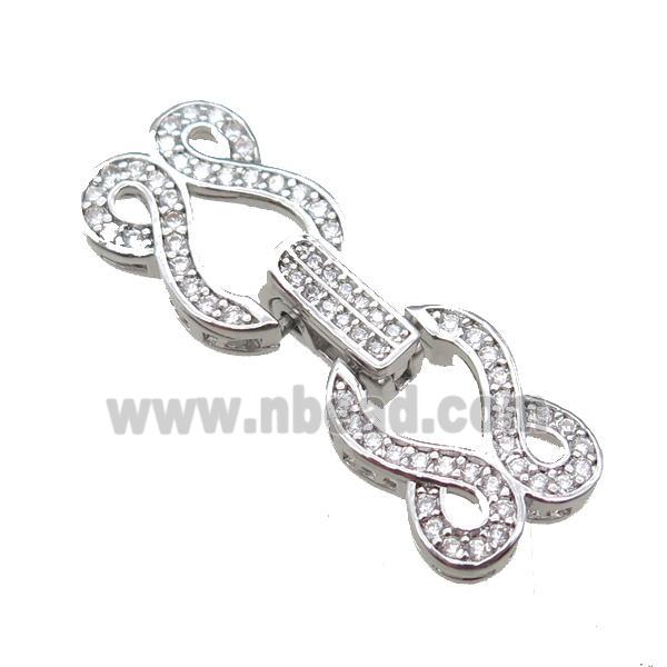 copper connector paved zircon, platinum plated