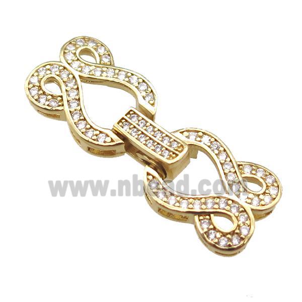 copper connector paved zircon, gold plated