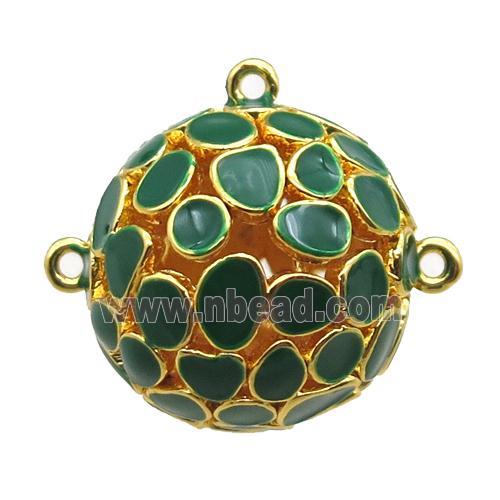 copper pendant bail, green Enameling, gold plated