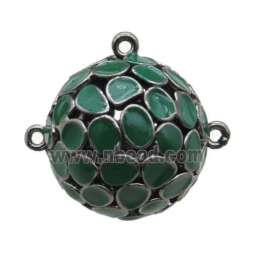 copper pendant bail, green Enameling, black plated