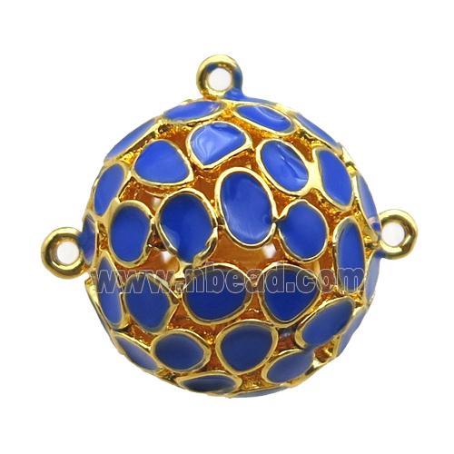 copper pendant bail, blue Enameling, gold plated