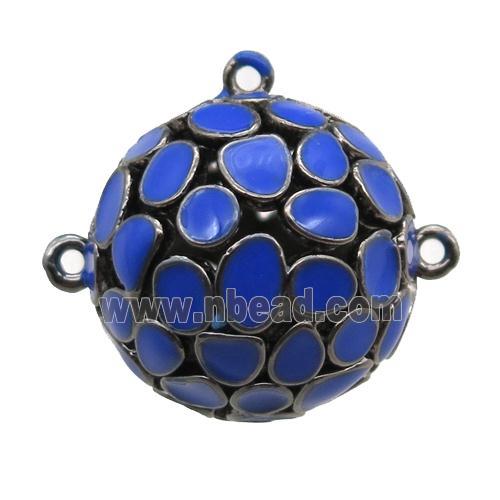 copper pendant bail, blue Enameling, black plated