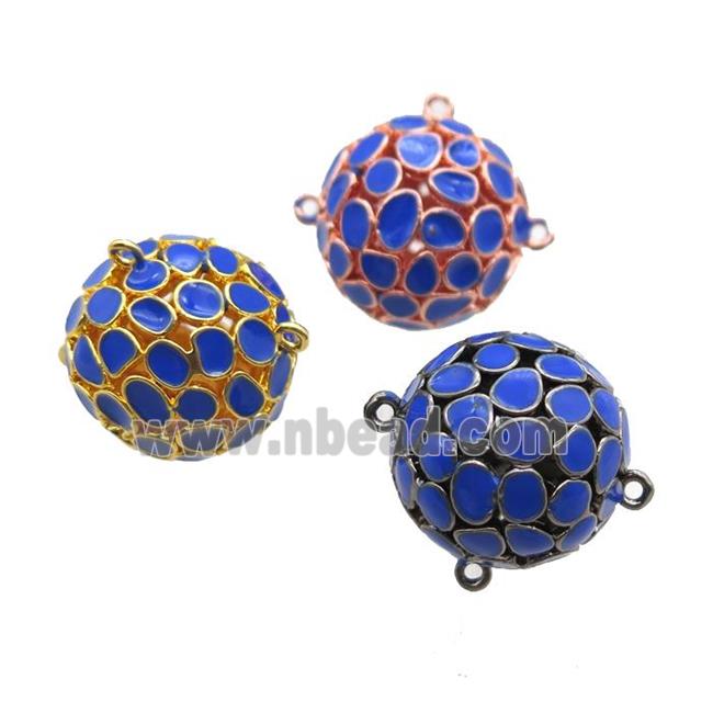 copper pendant bail, blue Enameling, mixed