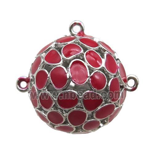 copper pendant bail, red Enameling, platinum plated