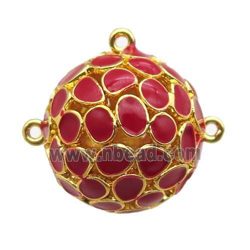 copper pendant bail, red Enameling, gold plated