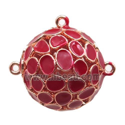 copper pendant bail, red Enameling, rose gold
