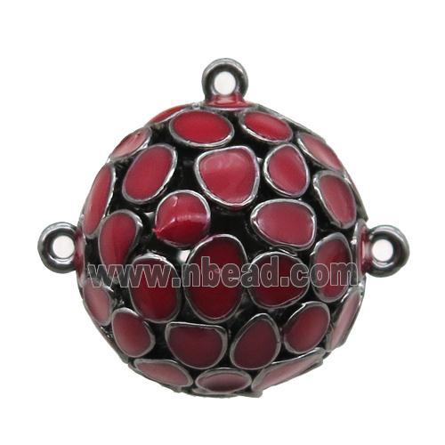 copper pendant bail, red Enameling, black plated
