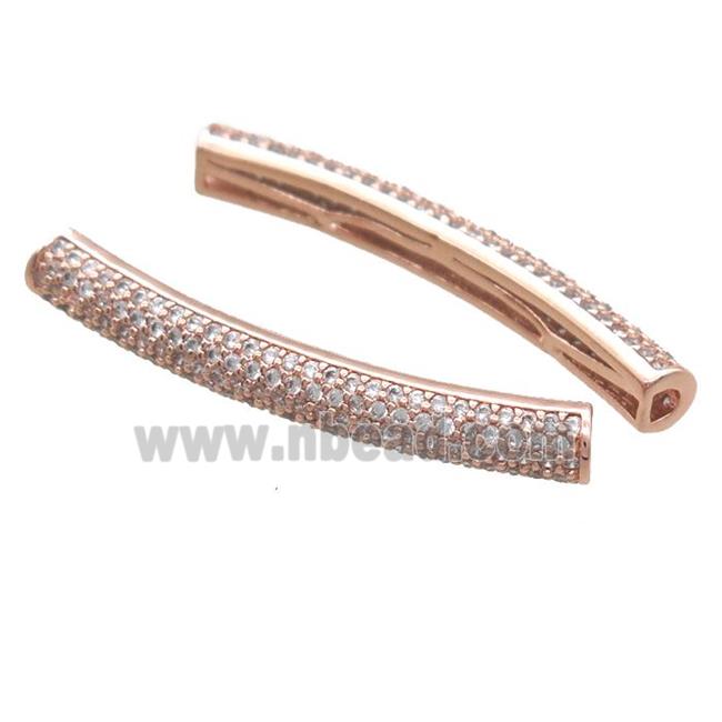 copper tube beads paved zircon, rose gold