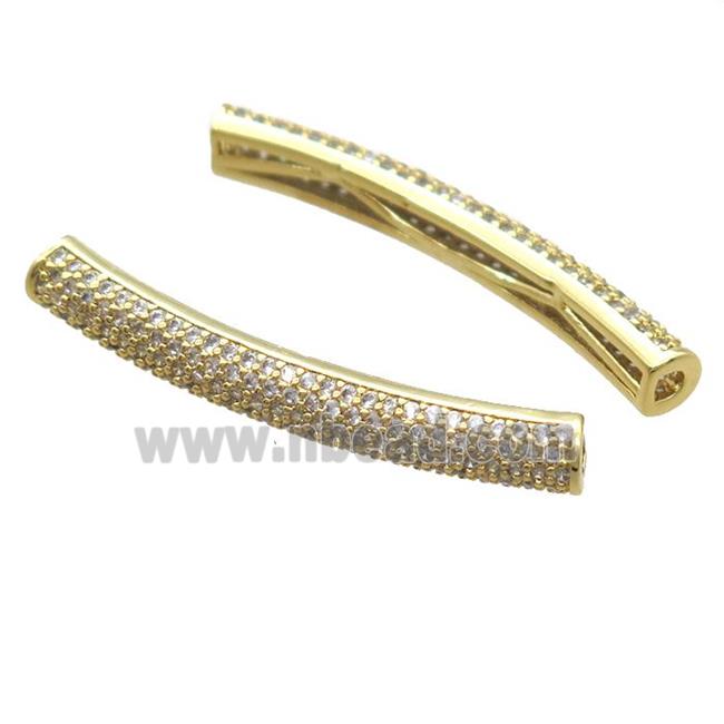 copper tube beads paved zircon, gold plated