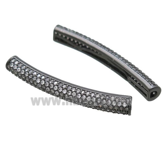 copper tube beads paved zircon, black plated