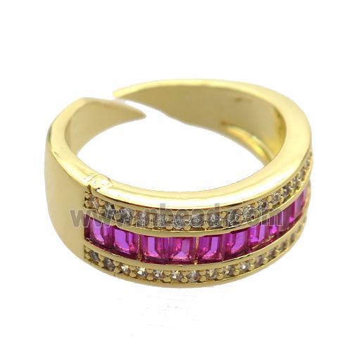 copper Rings pave zircon, gold plated